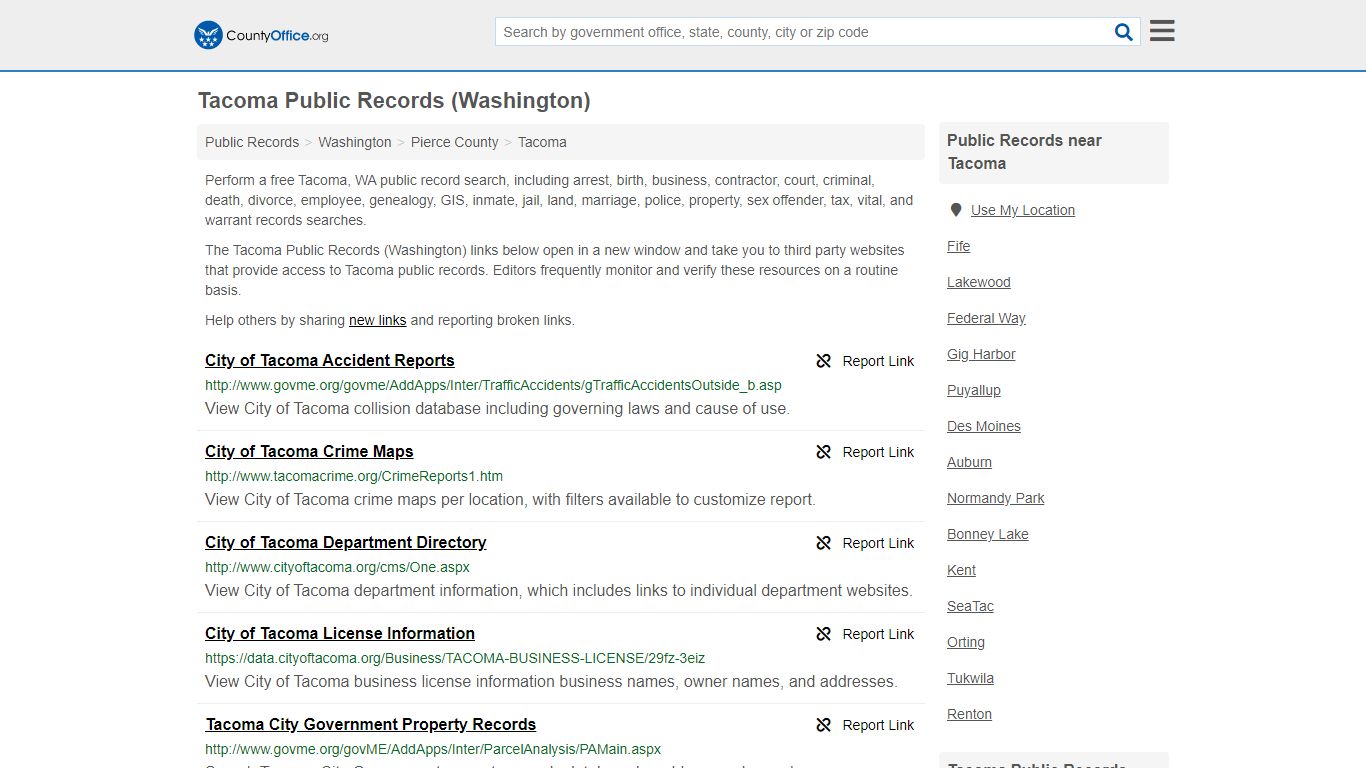 Public Records - Tacoma, WA (Business, Criminal, GIS ...