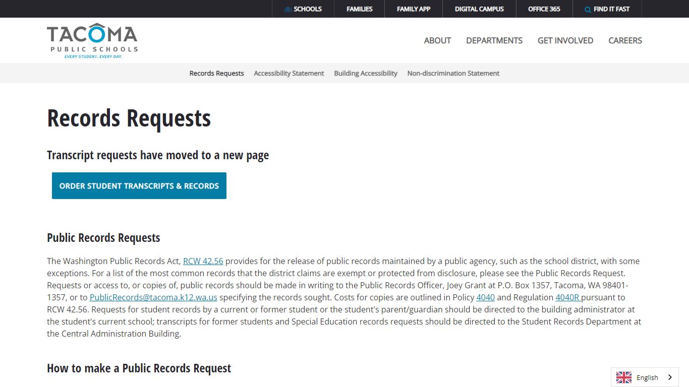 Records Requests - Tacoma Public Schools