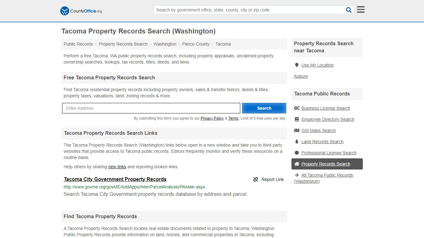 Property Records Search - Tacoma, WA (Assessments, Deeds ...